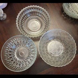 Set of 3 Large Vintage Glass Bowls